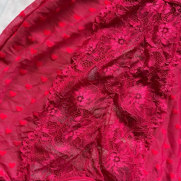 Love,Vera Red Lace Cross Strap Open Cup Chemise Lingerie ❤️ - Picture 6 of 10